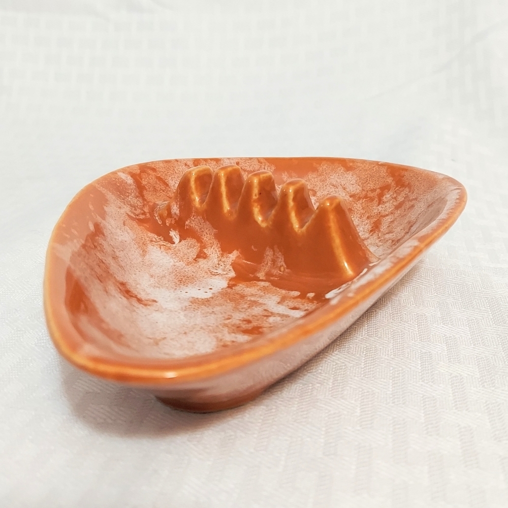Retro Ashtray Burnt Orange Ceramic USA